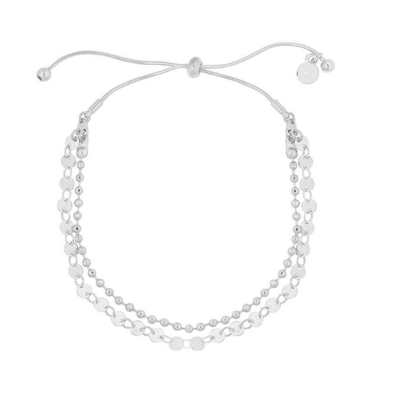 Silver Tone Double Row Adjustable Bracelet - Picture 1 of 1